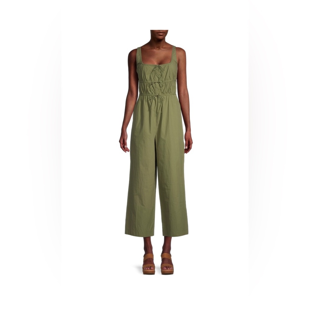 Full-length poplin romper